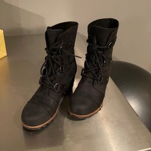 Sorel Joan of Arc Wedge Heel Black Boots